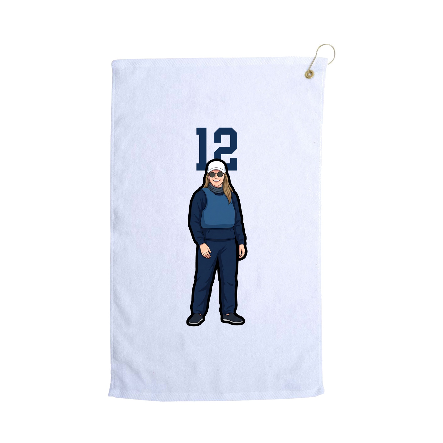 Golf Towel — Number Top in White