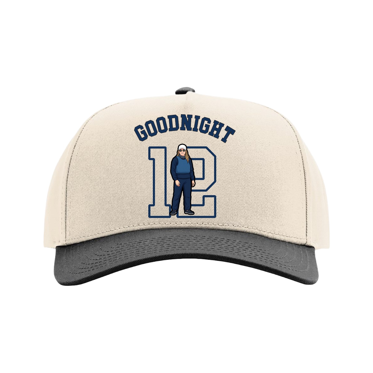 Full Fabric Five-Panel Champ Cap — Shirsey Arch in Cream/Black