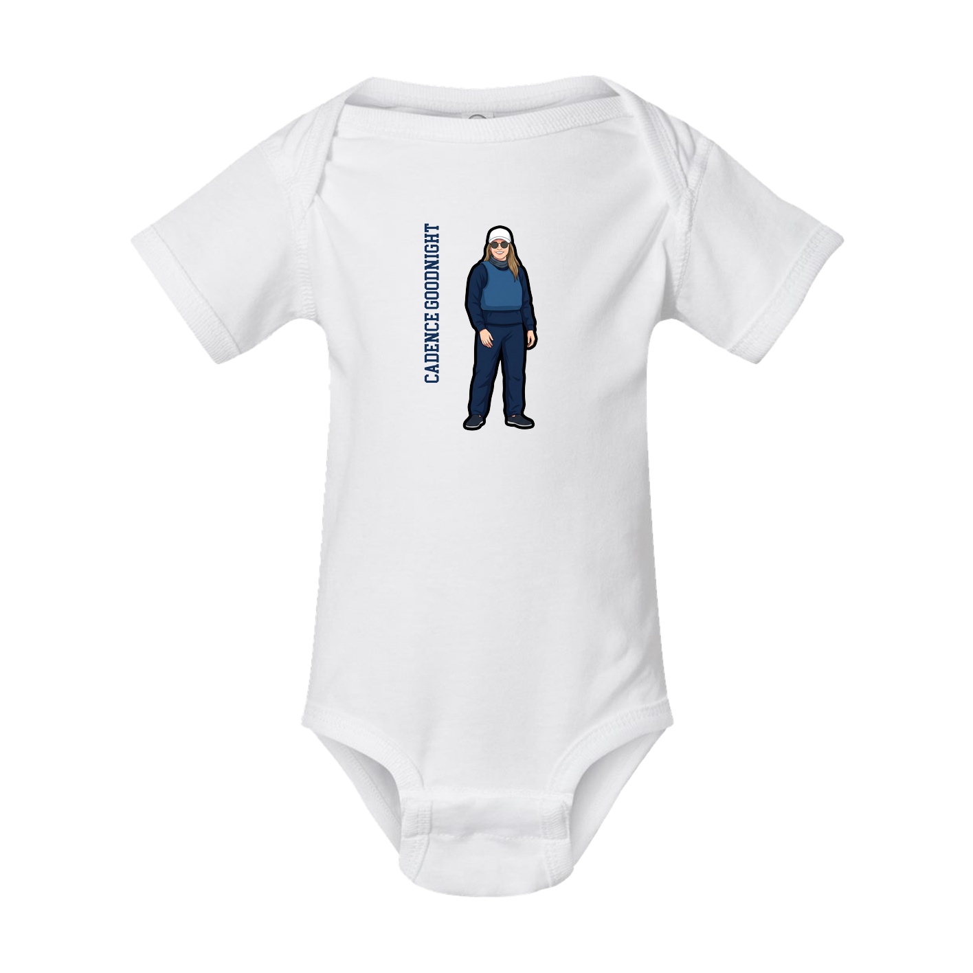 Baby Onesie — Name Vertical in White