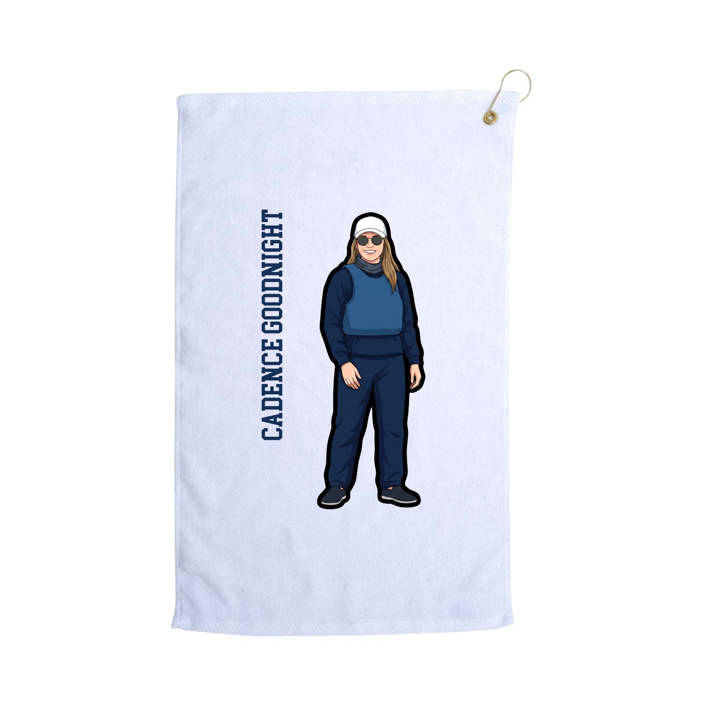 Golf Towel — Name Vertical in White