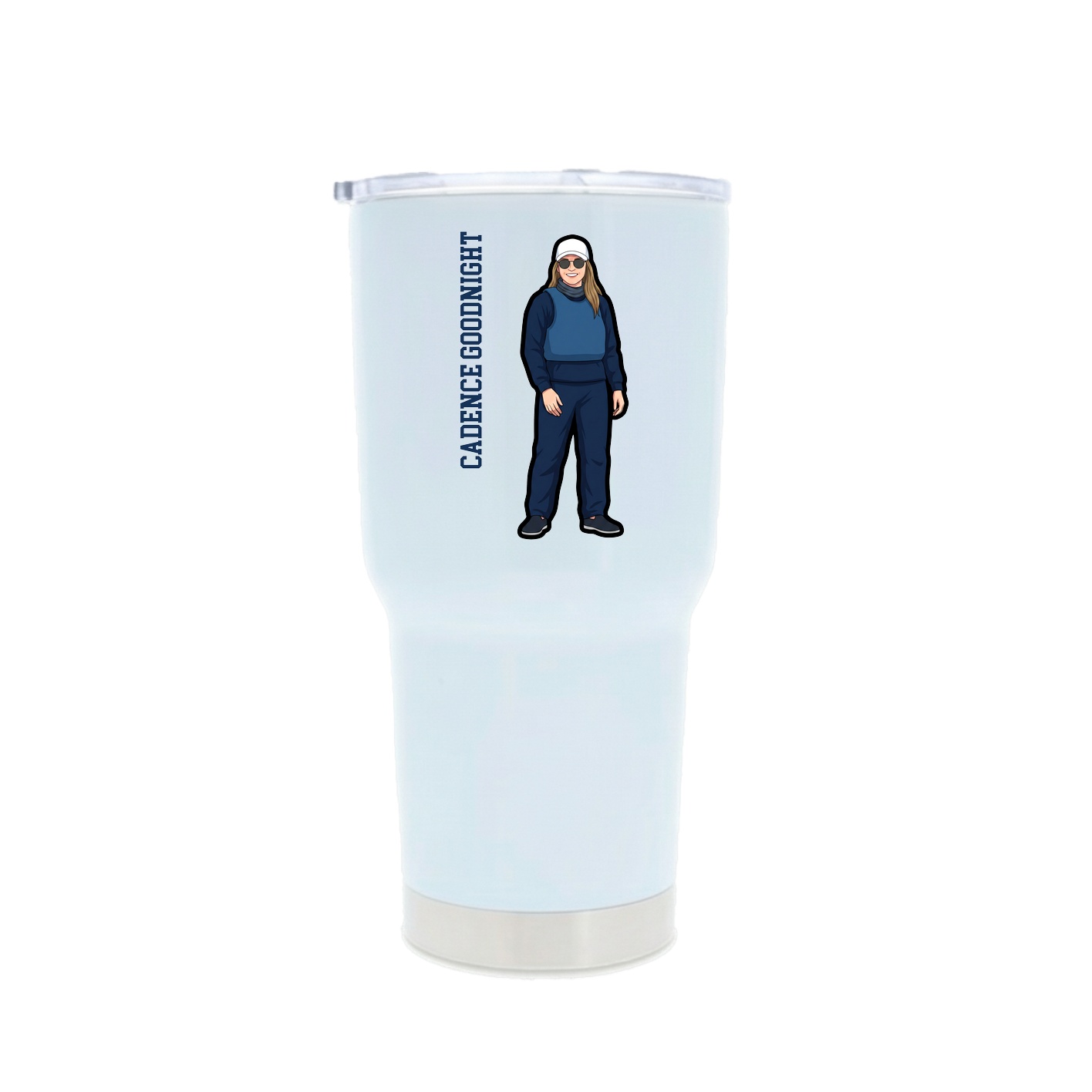 30oz Stainless Steel Tumbler — Name Vertical in White