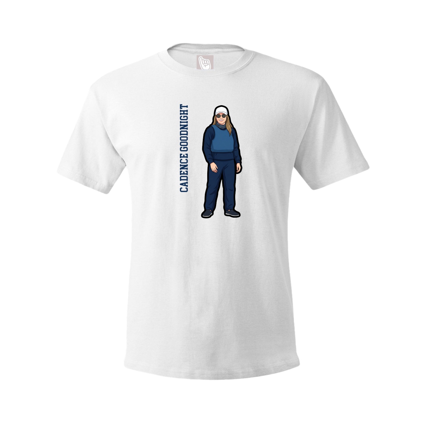 Tee — Name Vertical in White