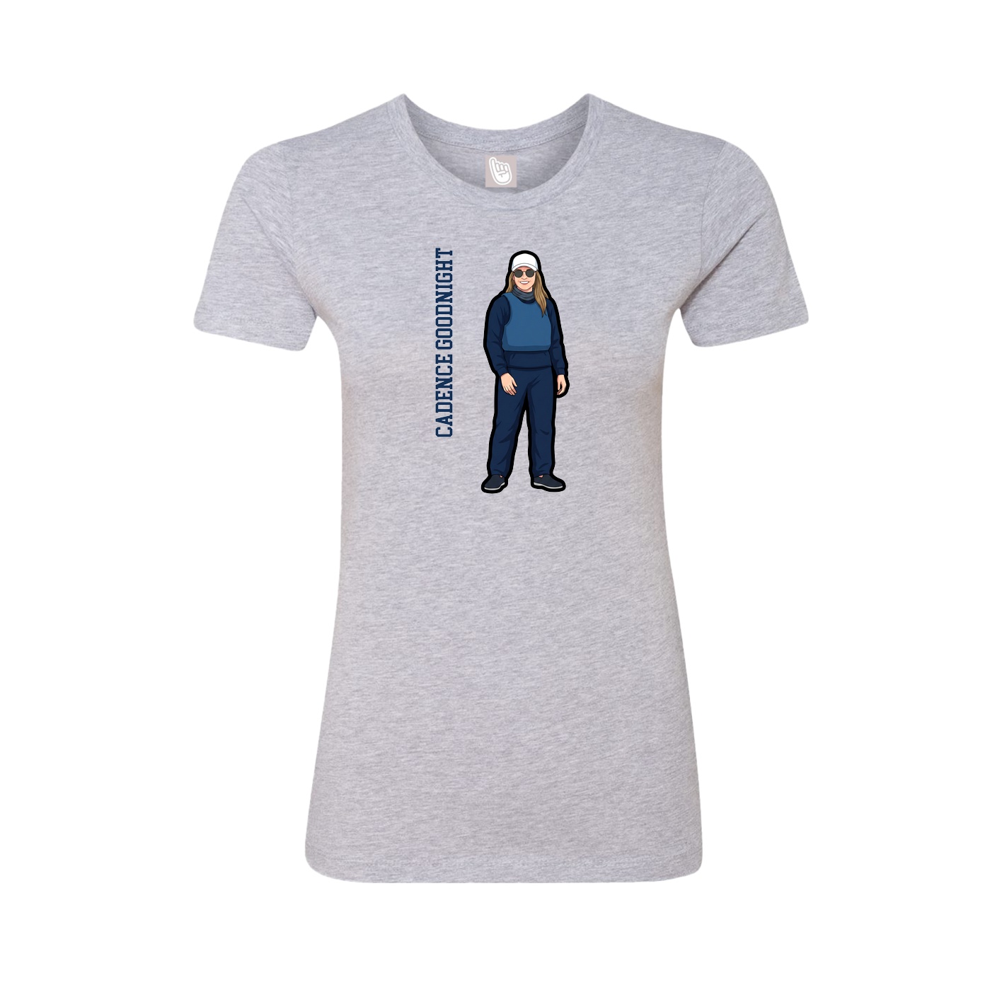 Fitted Women's Tee — Name Vertical in Grey