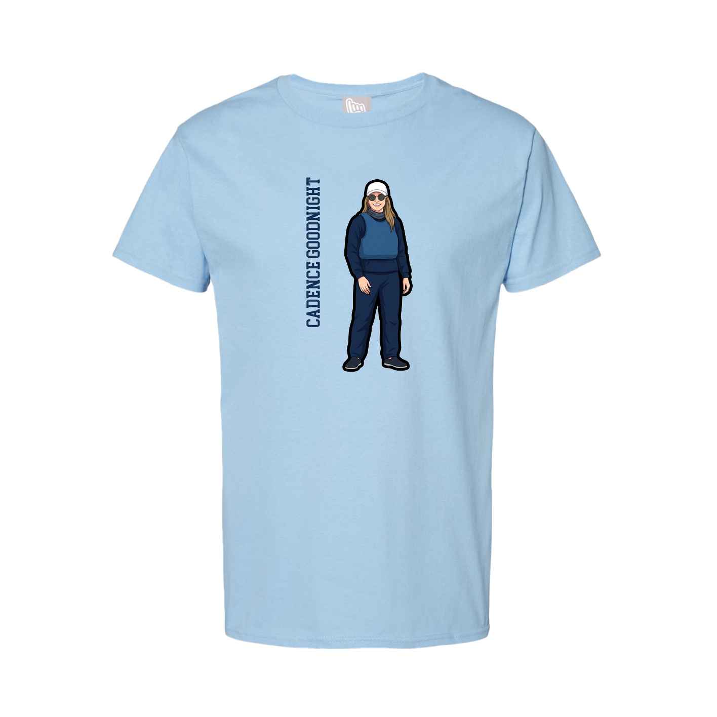 Youth Tee — Name Vertical in Light Blue