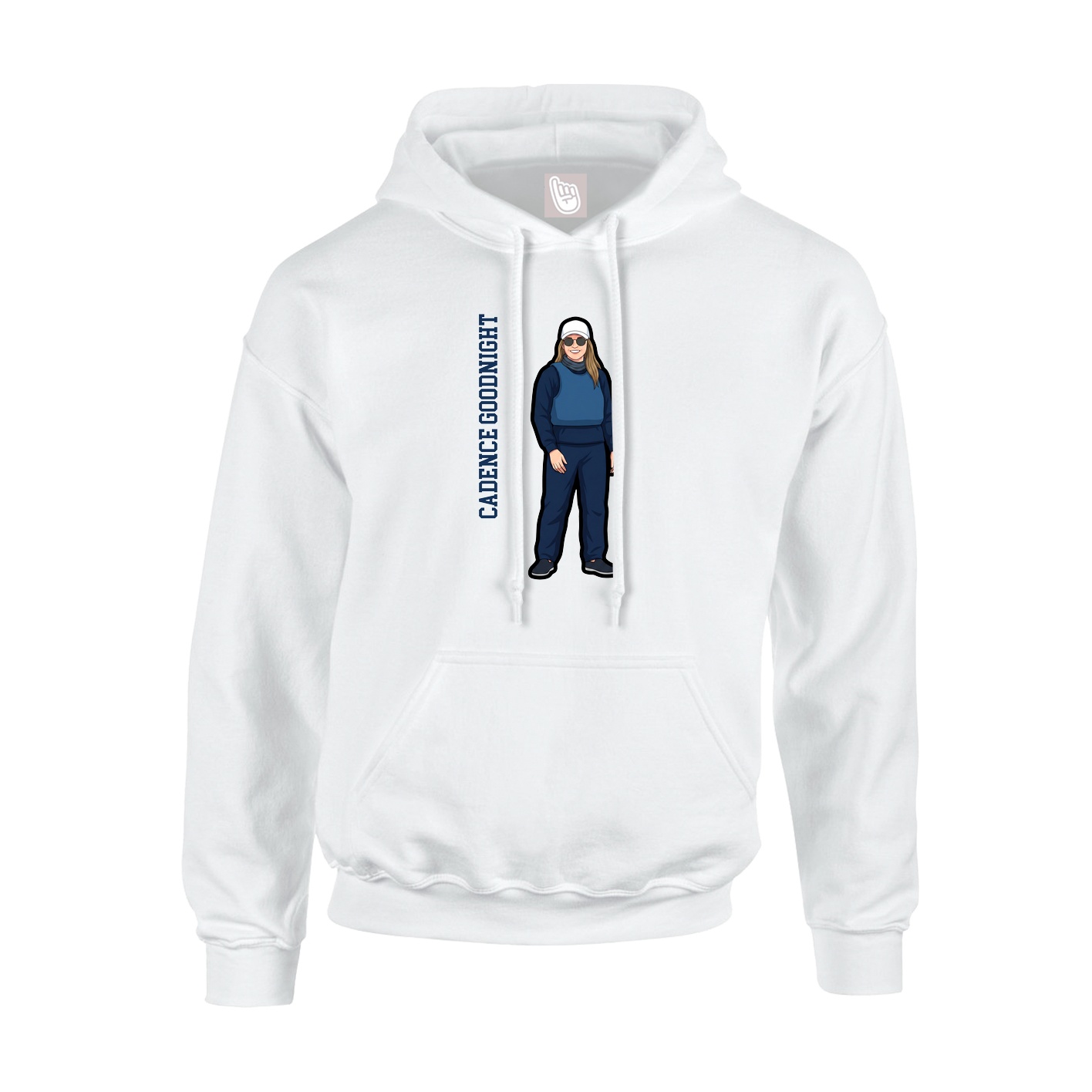 Hoodie — Name Vertical in White