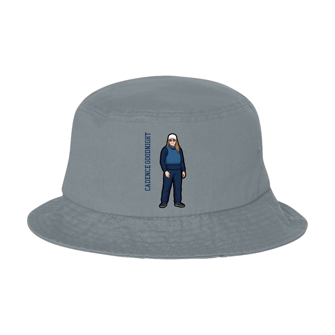 Bucket Cap — Name Vertical in Grey