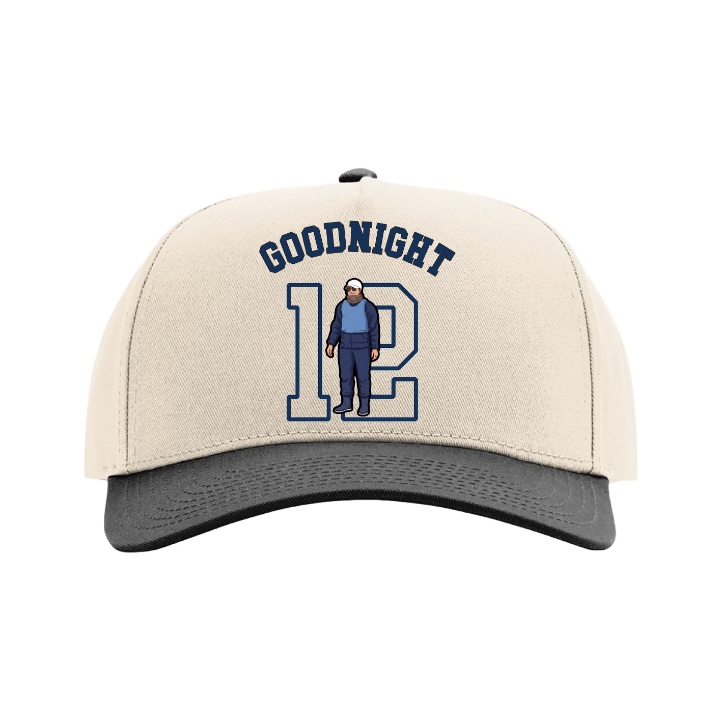 Full Fabric Five-Panel Champ Cap — Shirsey Arch in Cream/Black