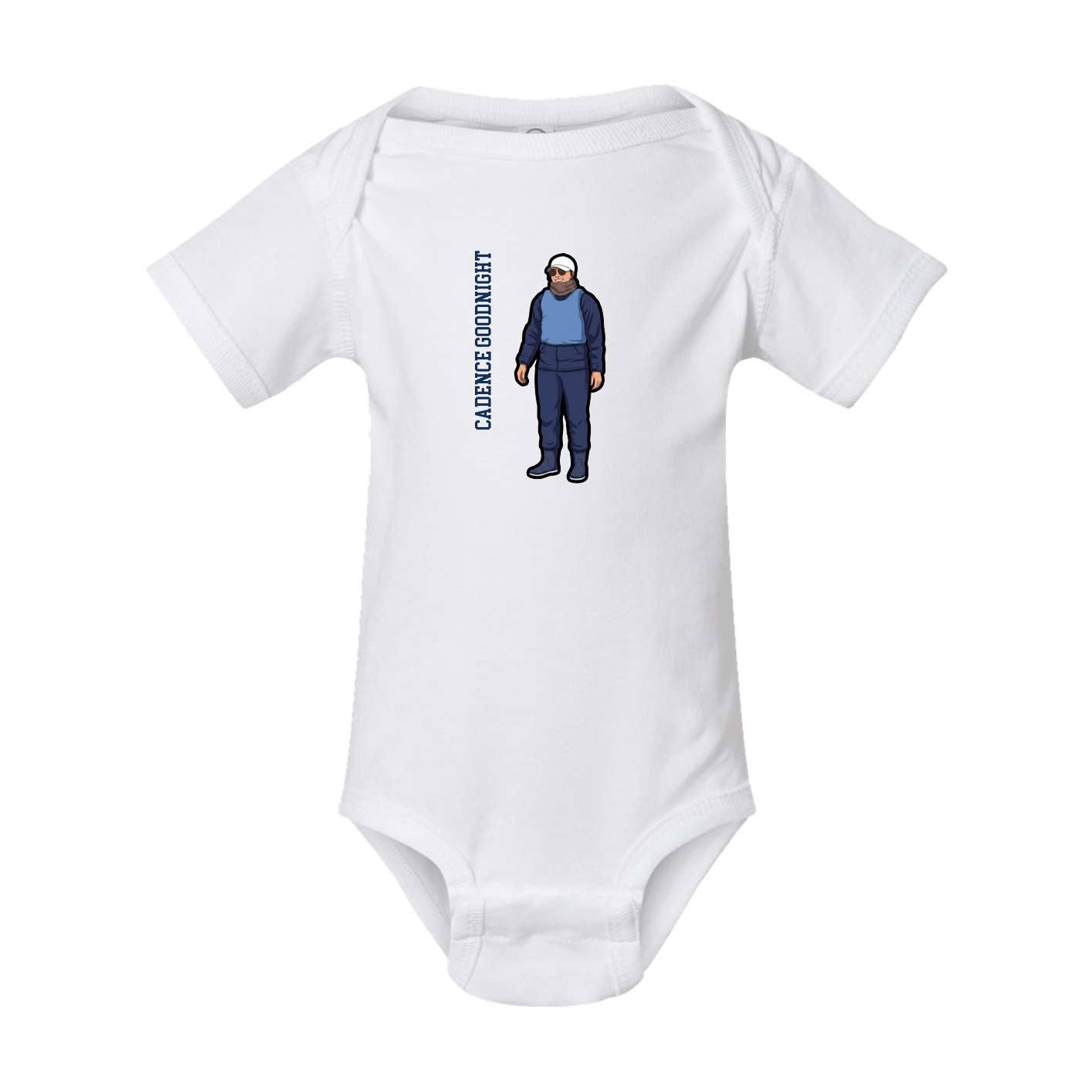 Baby Onesie — Name Vertical in White