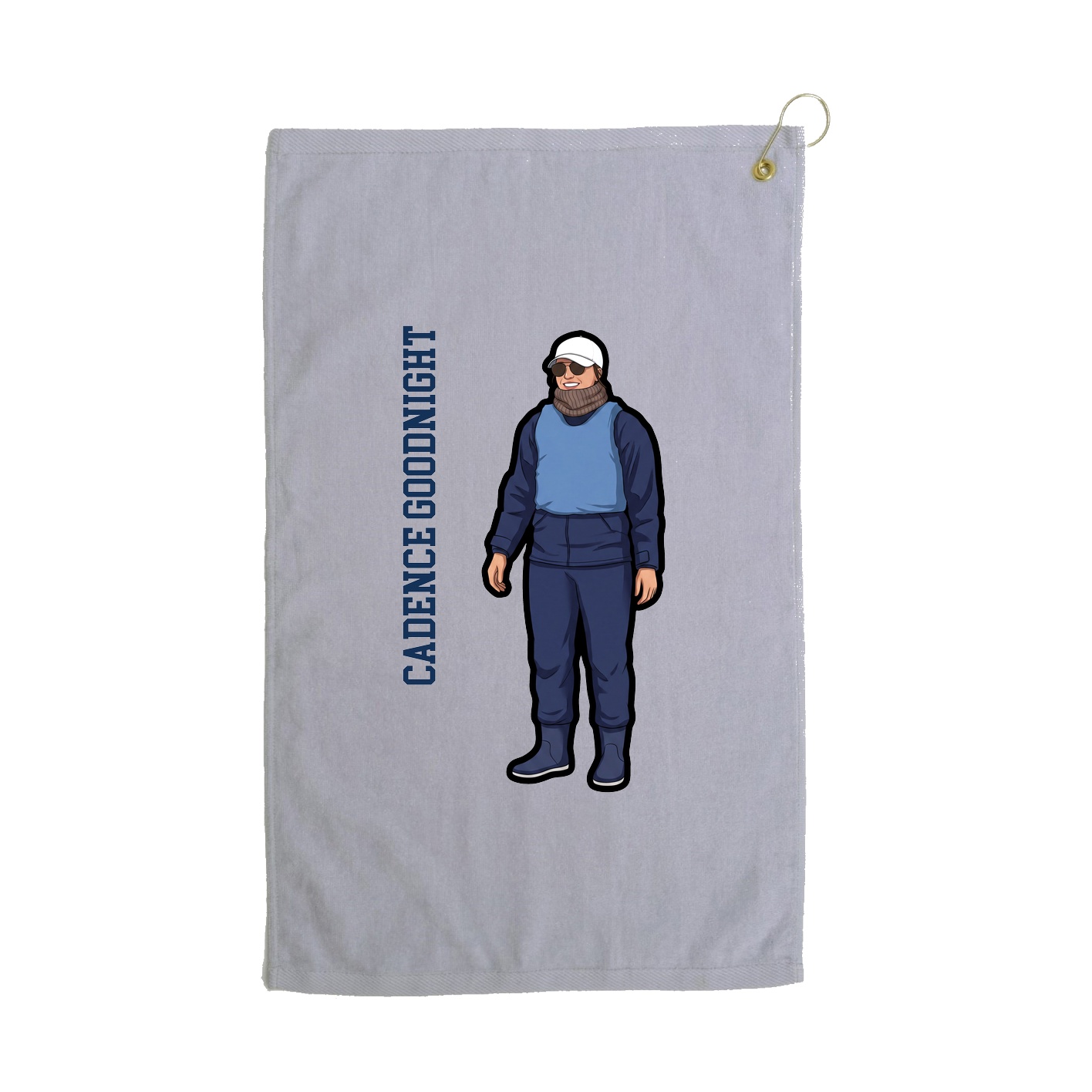Golf Towel — Name Vertical in Grey