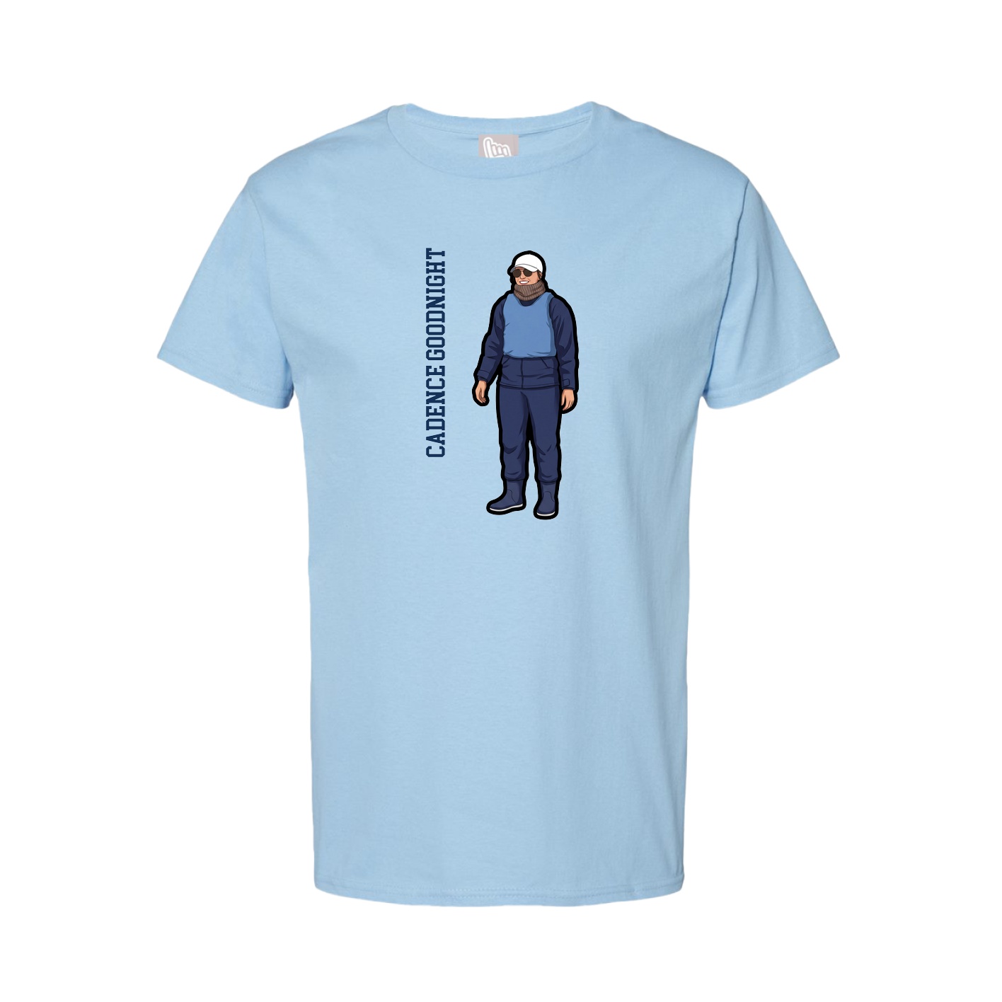 Tee — Name Vertical in Light Blue