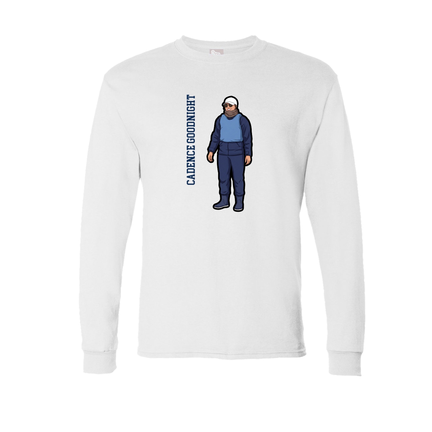 Long Sleeve Tee — Name Vertical in White