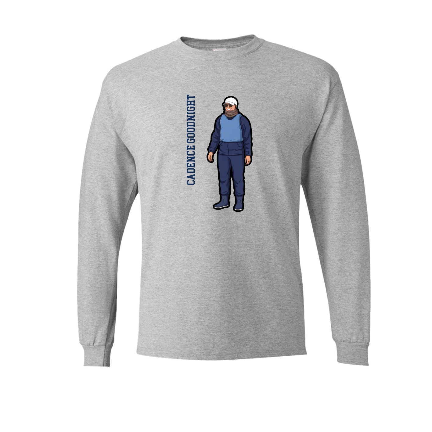 Long Sleeve Tee — Name Vertical in Grey