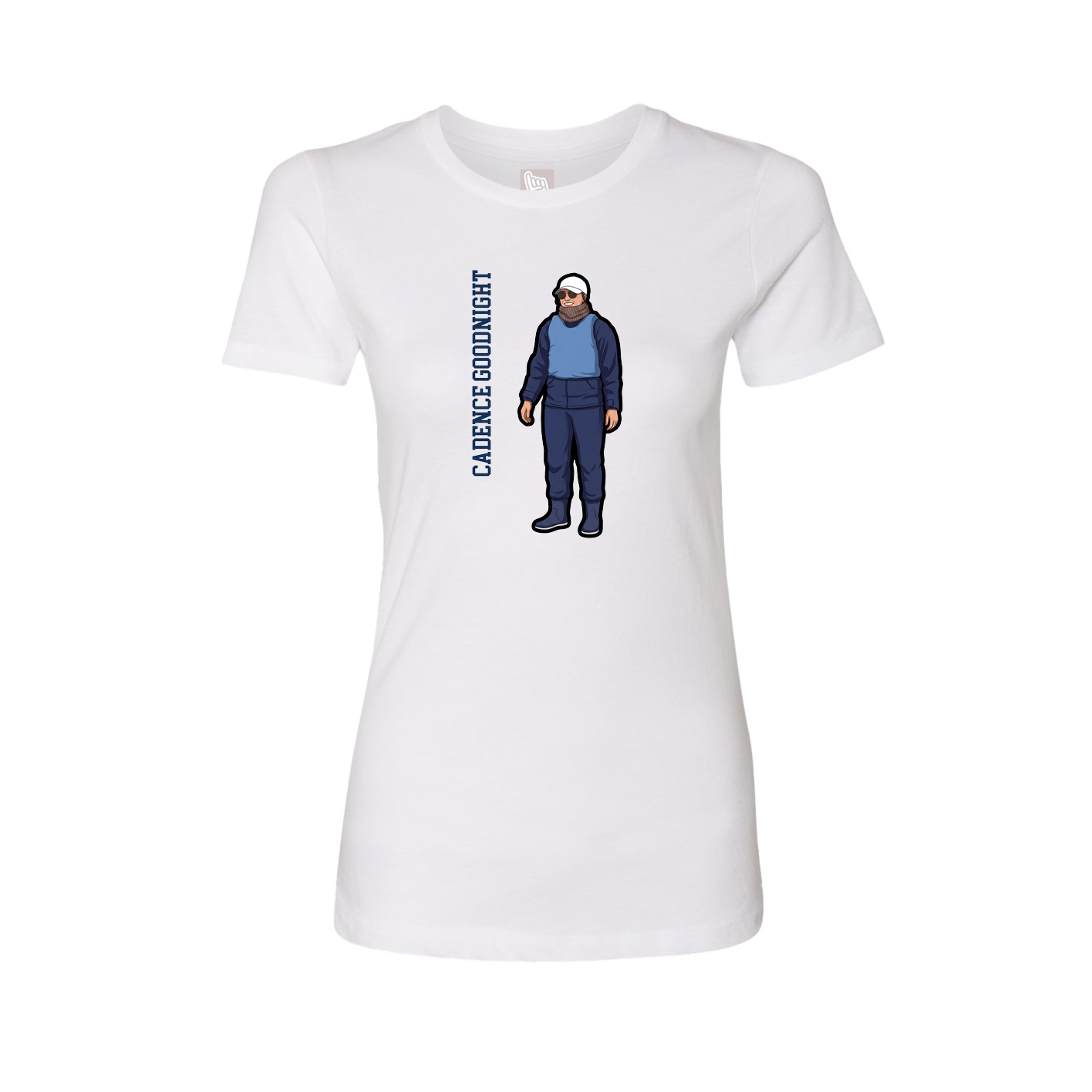 Fitted Women's Tee — Name Vertical in White