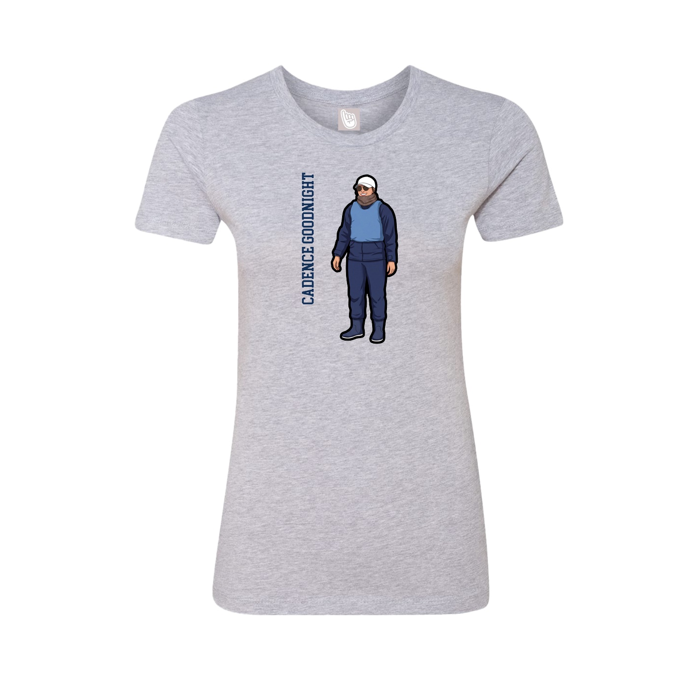 Womens Tee — Name Vertical in Grey