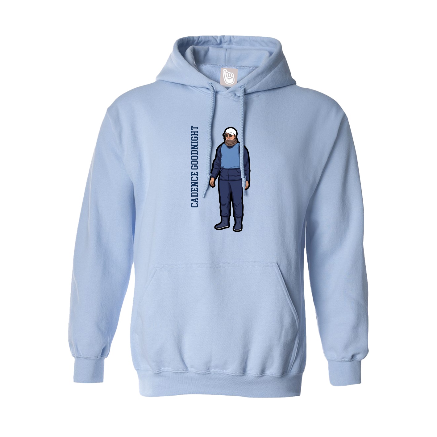 Hoodie — Name Vertical in Light Blue