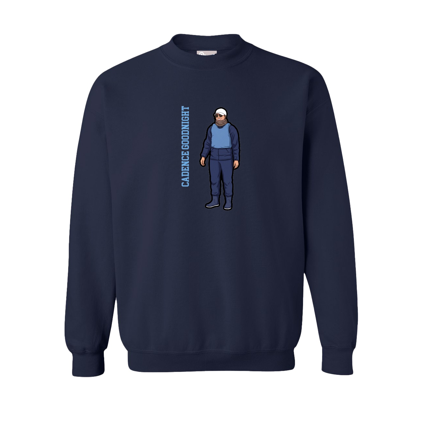 Fleece Crew — Name Vertical in Navy