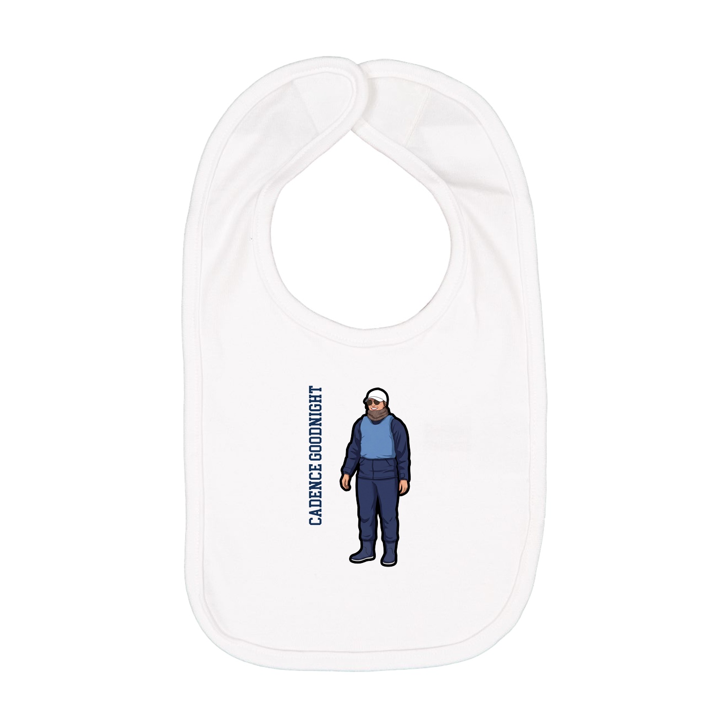 Infant Bib — Name Vertical in White