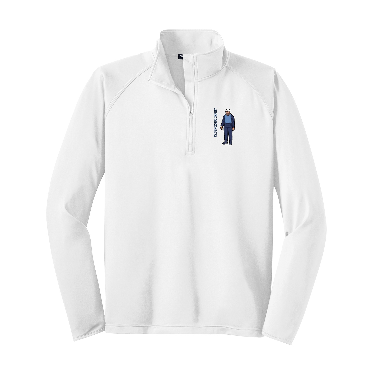 Q-Zip Pullover — Name Vertical in White