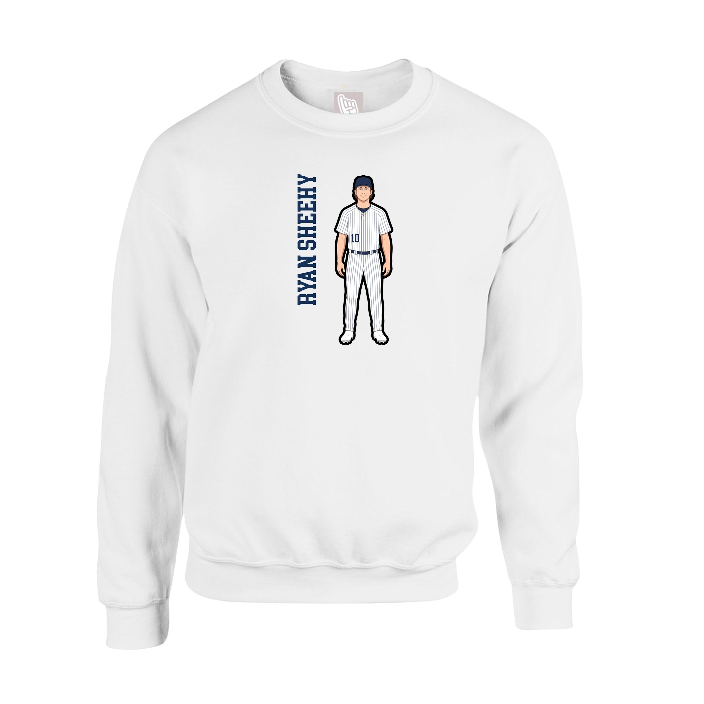 Fleece Crew — Name Vertical in White