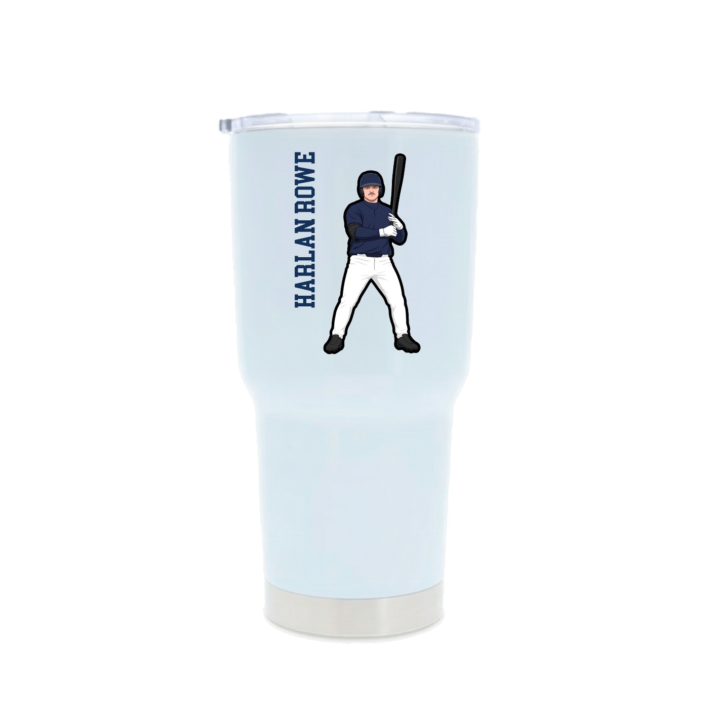 30oz Stainless Steel Tumbler — Name Vertical in White