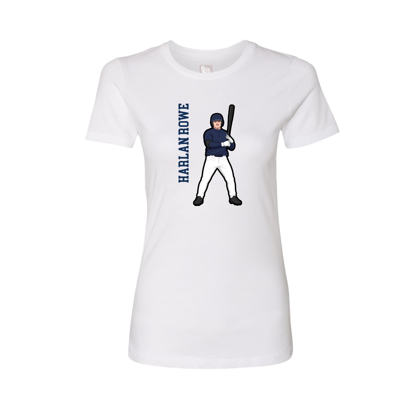 Fitted Women's Tee — Name Vertical in White