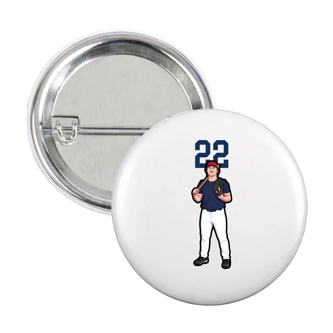 Game Day Button — Number Top in White