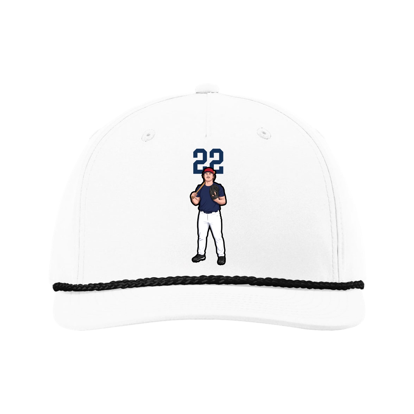 Five-Panel Classic Rope Cap — Number Top in White