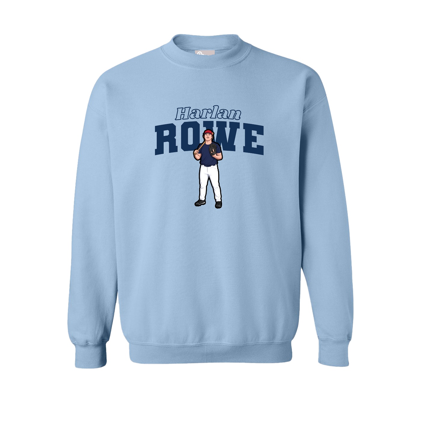 Fleece Crew — Name Arch in Light Blue