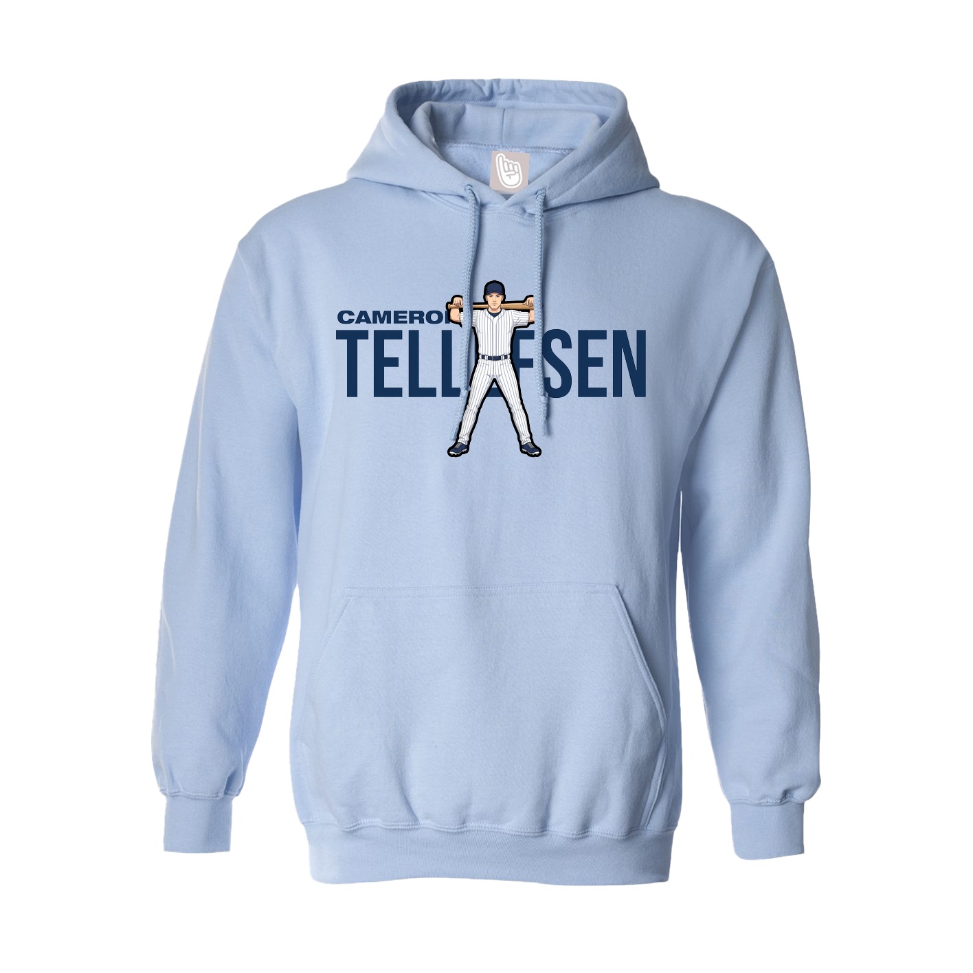 Hoodie — Player Name in Light Blue