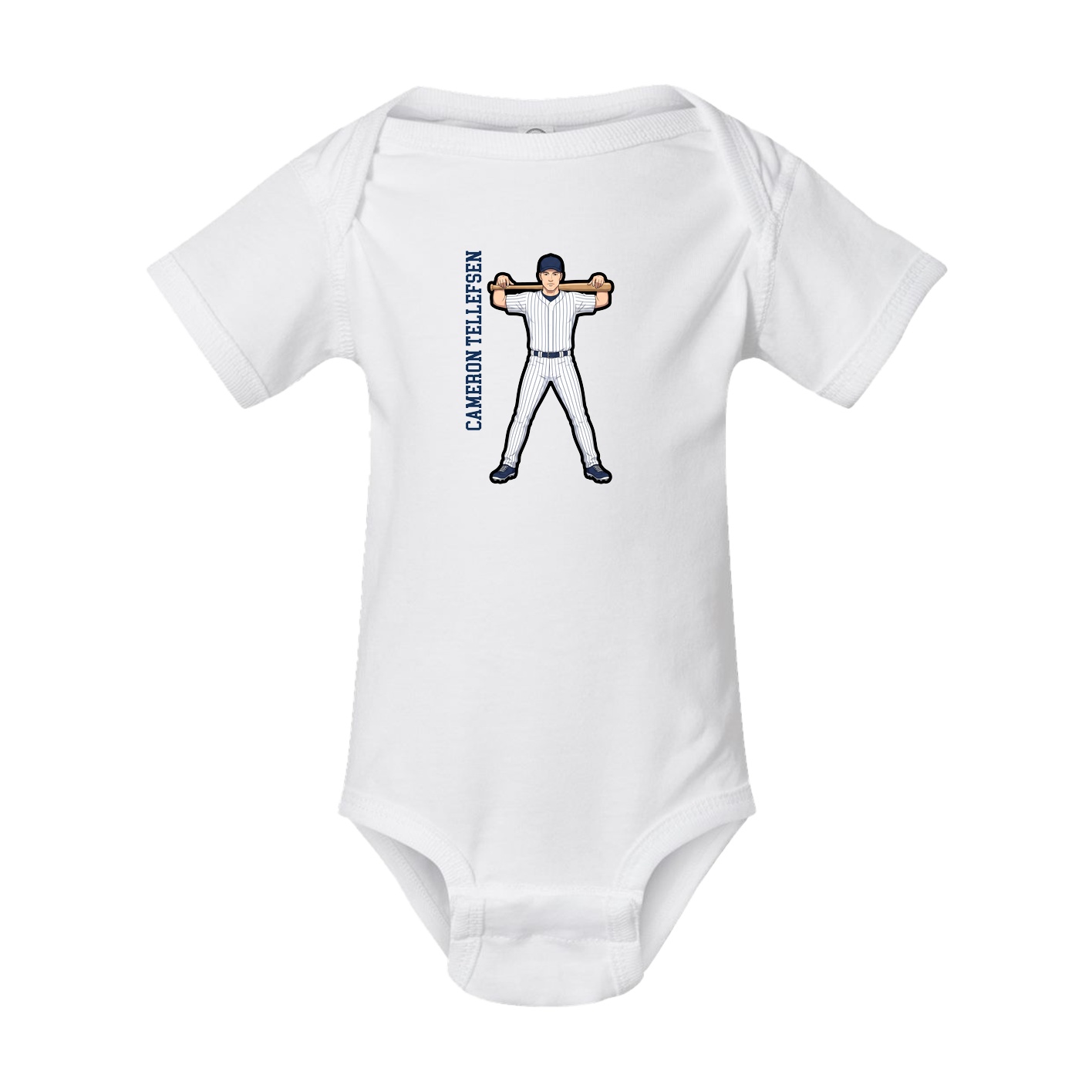 Baby Onesie — Name Vertical in White
