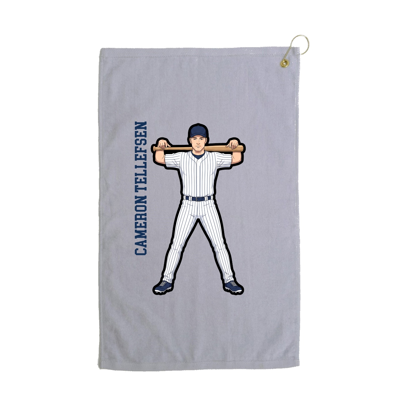 Golf Towel — Name Vertical in Grey