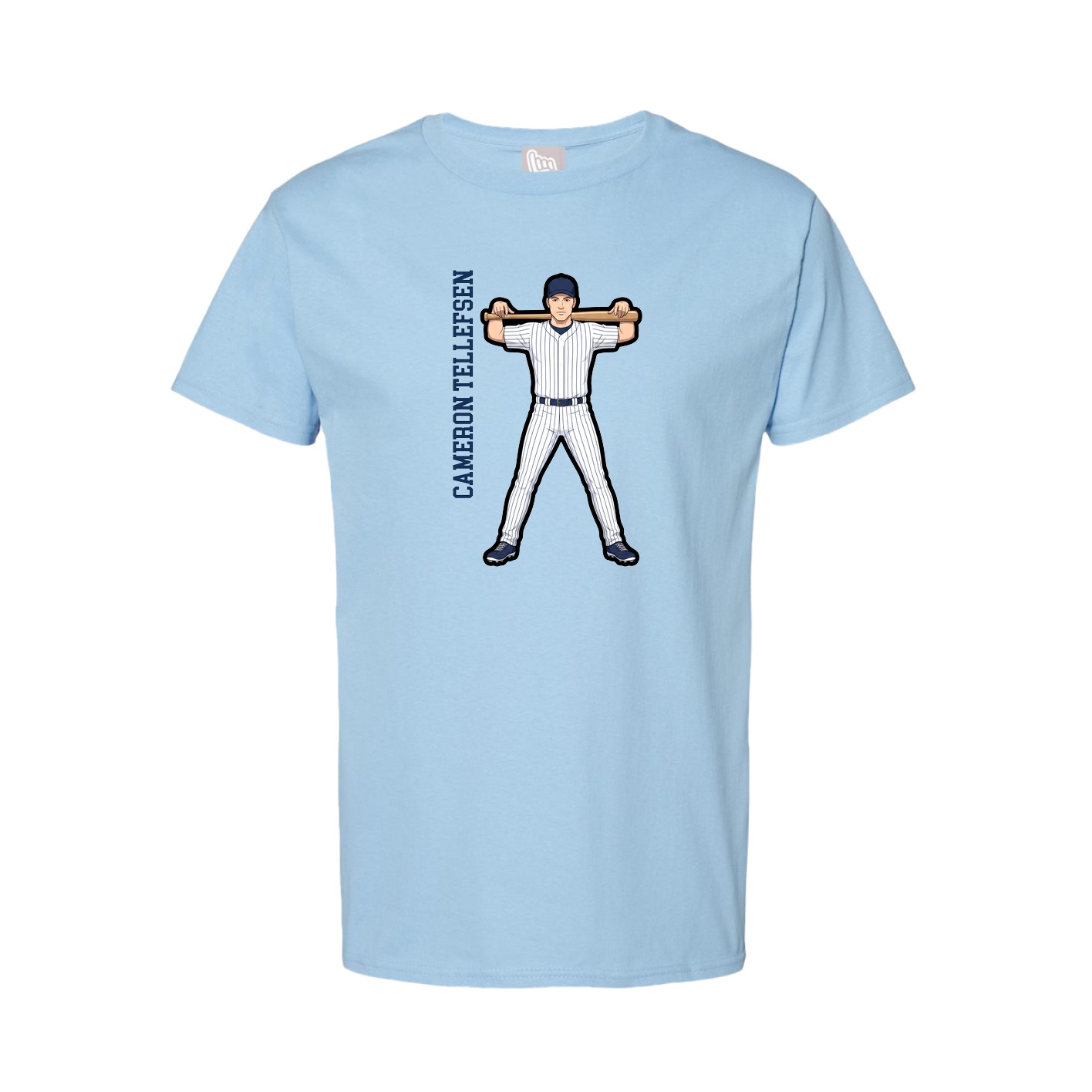 Tee — Name Vertical in Light Blue