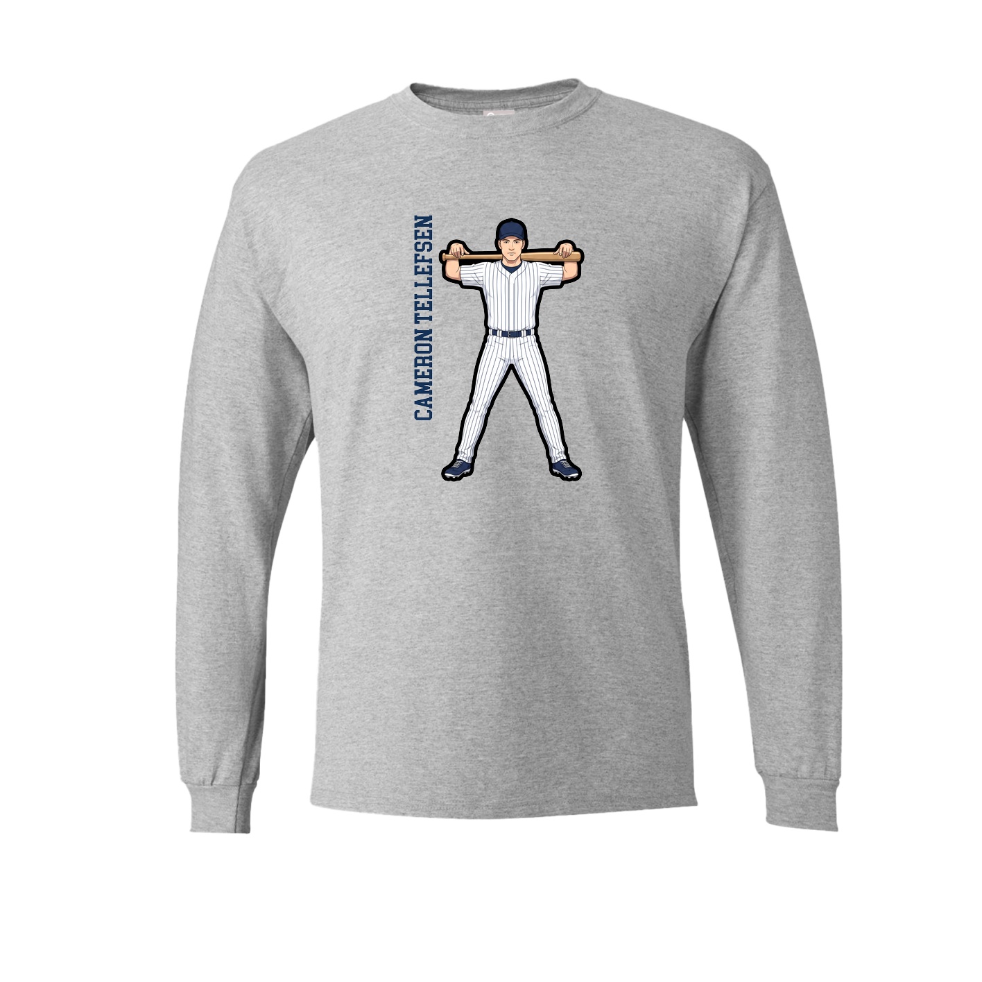 Long Sleeve Tee — Name Vertical in Grey