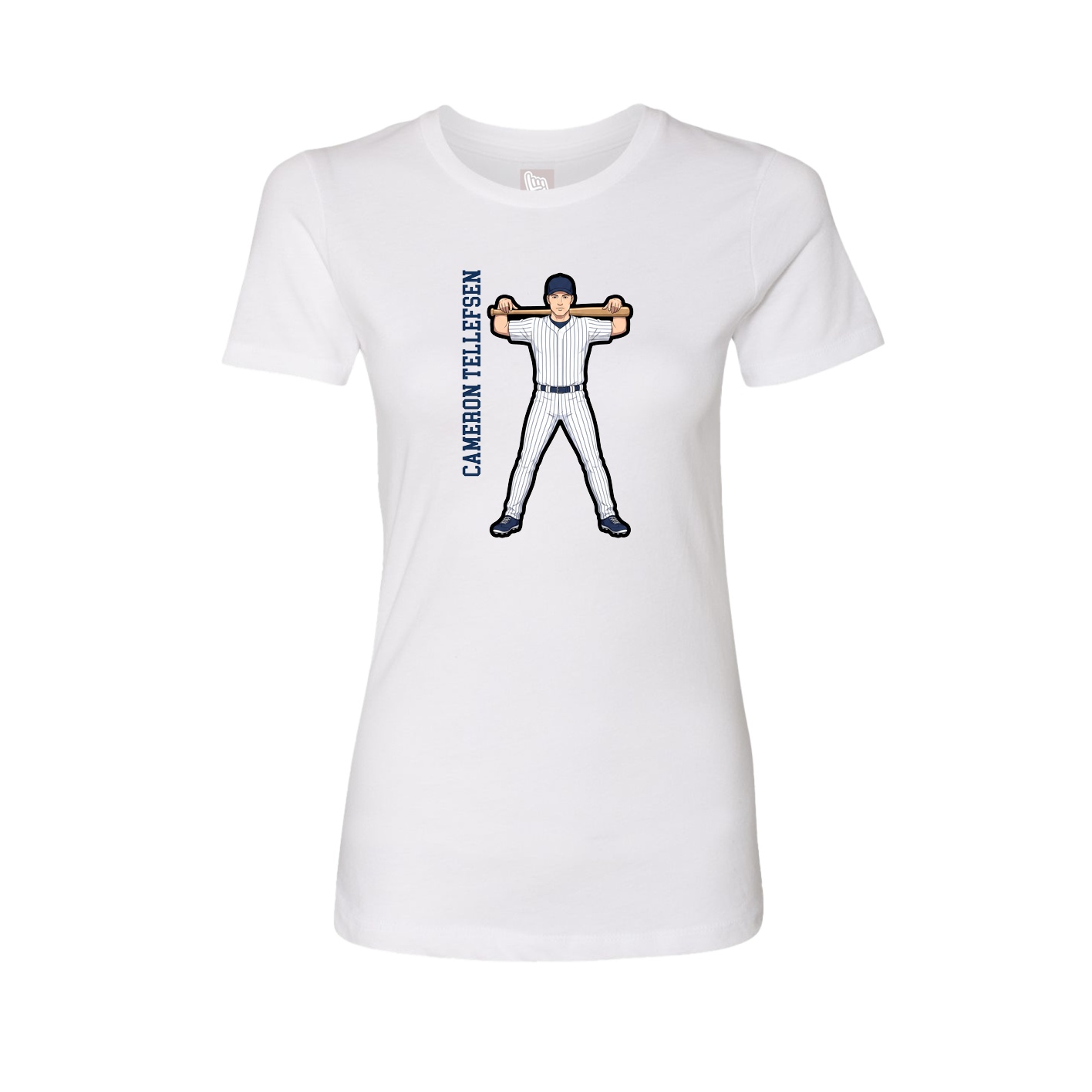 Fitted Women's Tee — Name Vertical in White