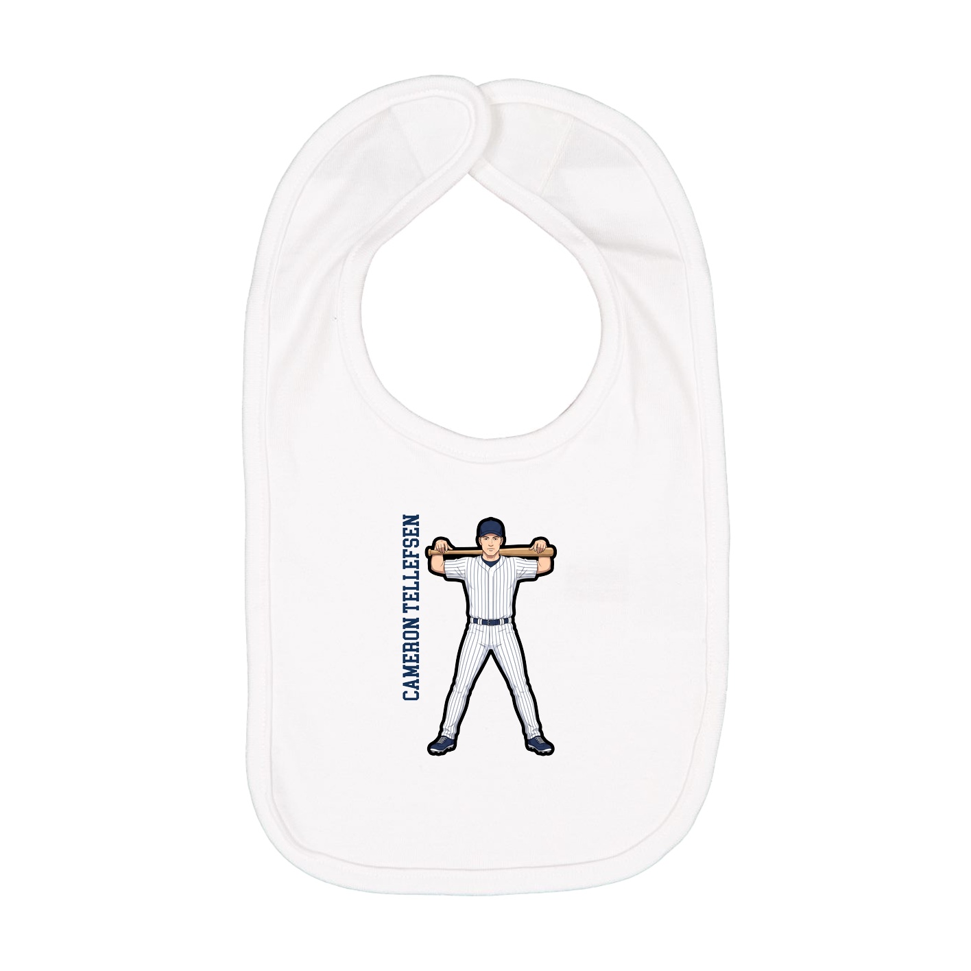 Infant Bib — Name Vertical in White