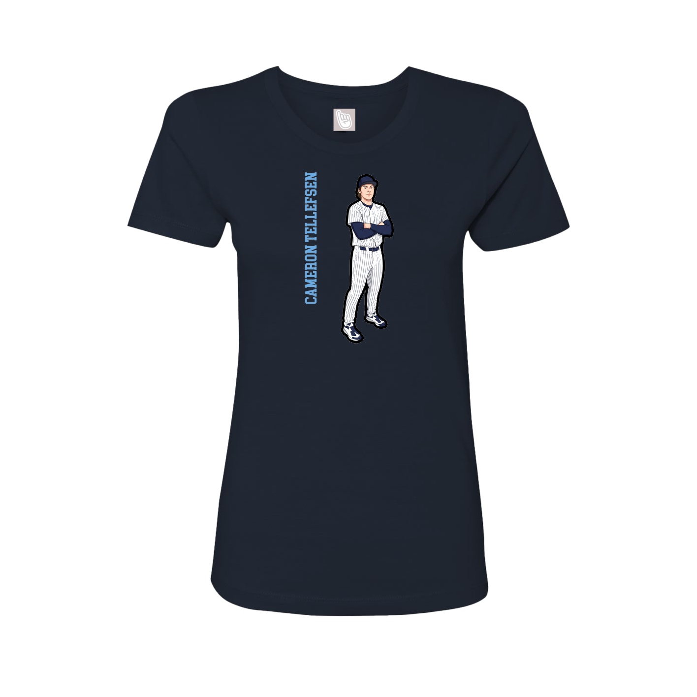 Fitted Women's Tee — Name Vertical in Navy
