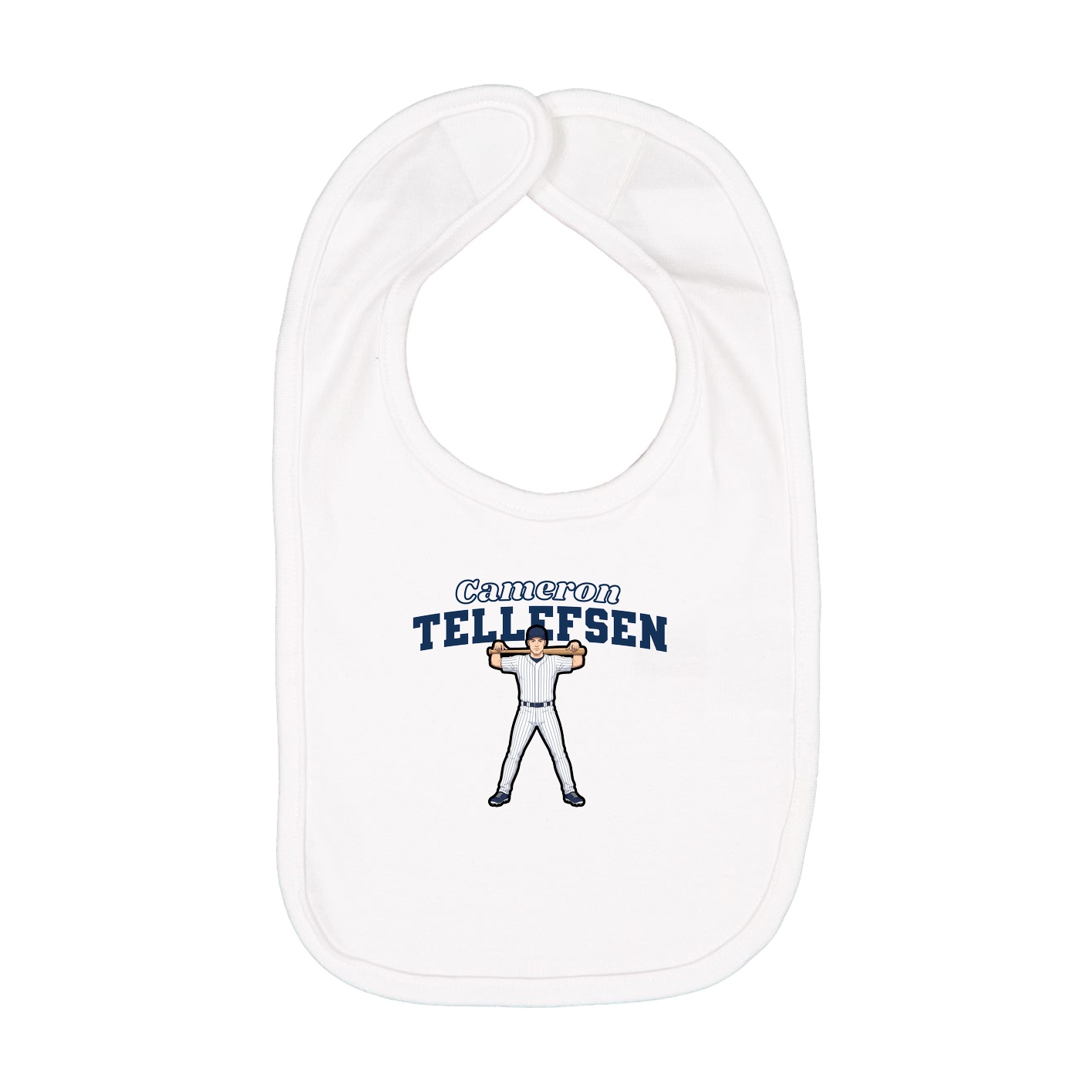 Infant Bib — Name Arch in White