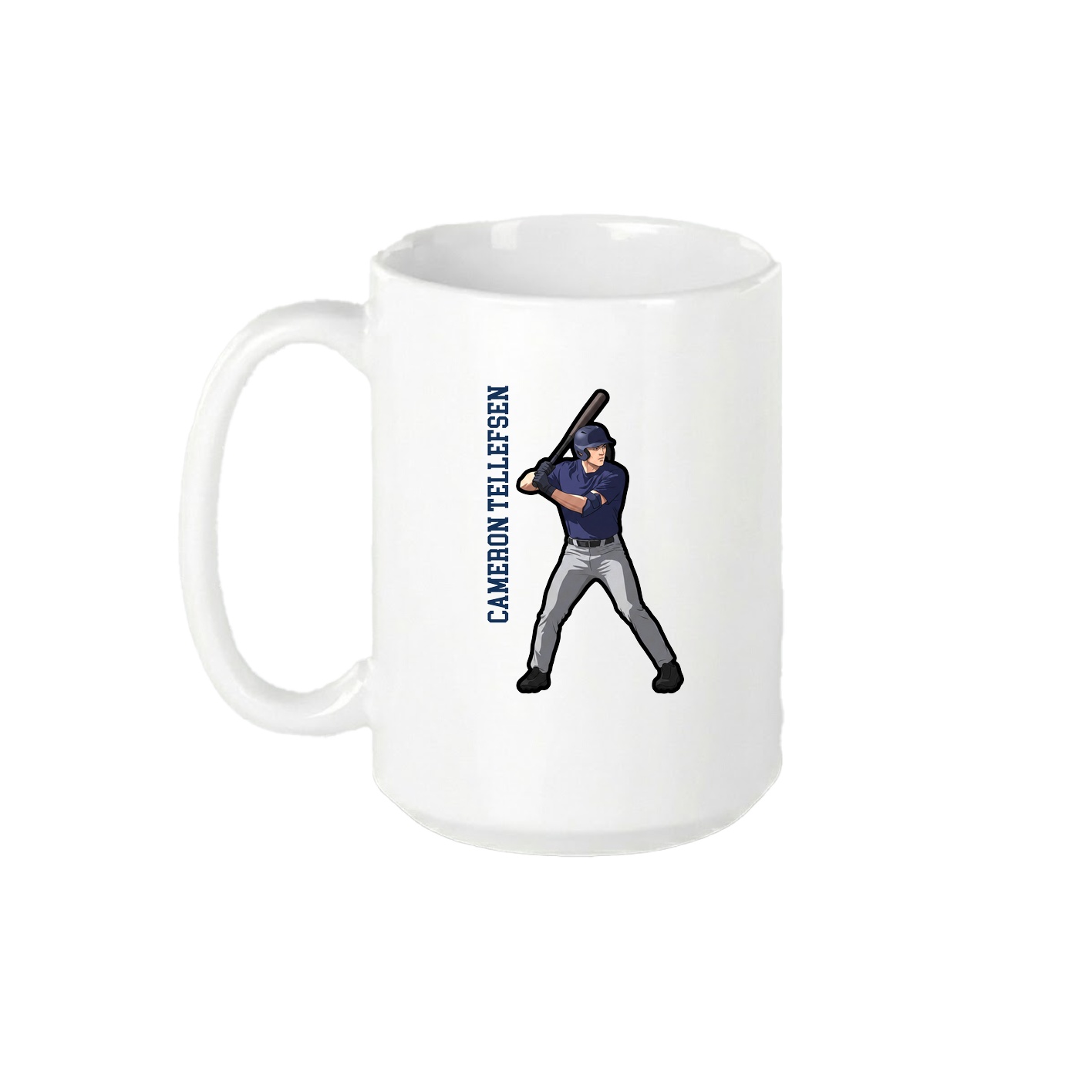 15oz Coffee Mug — Name Vertical in White