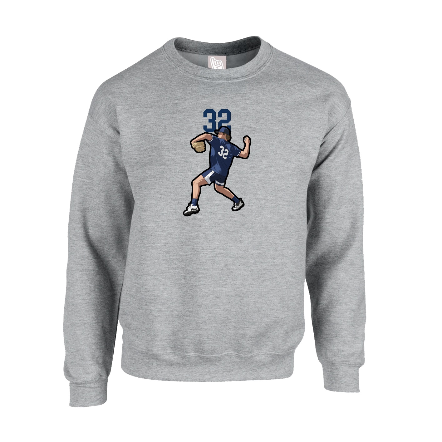 Fleece Crew — Number Top in Grey