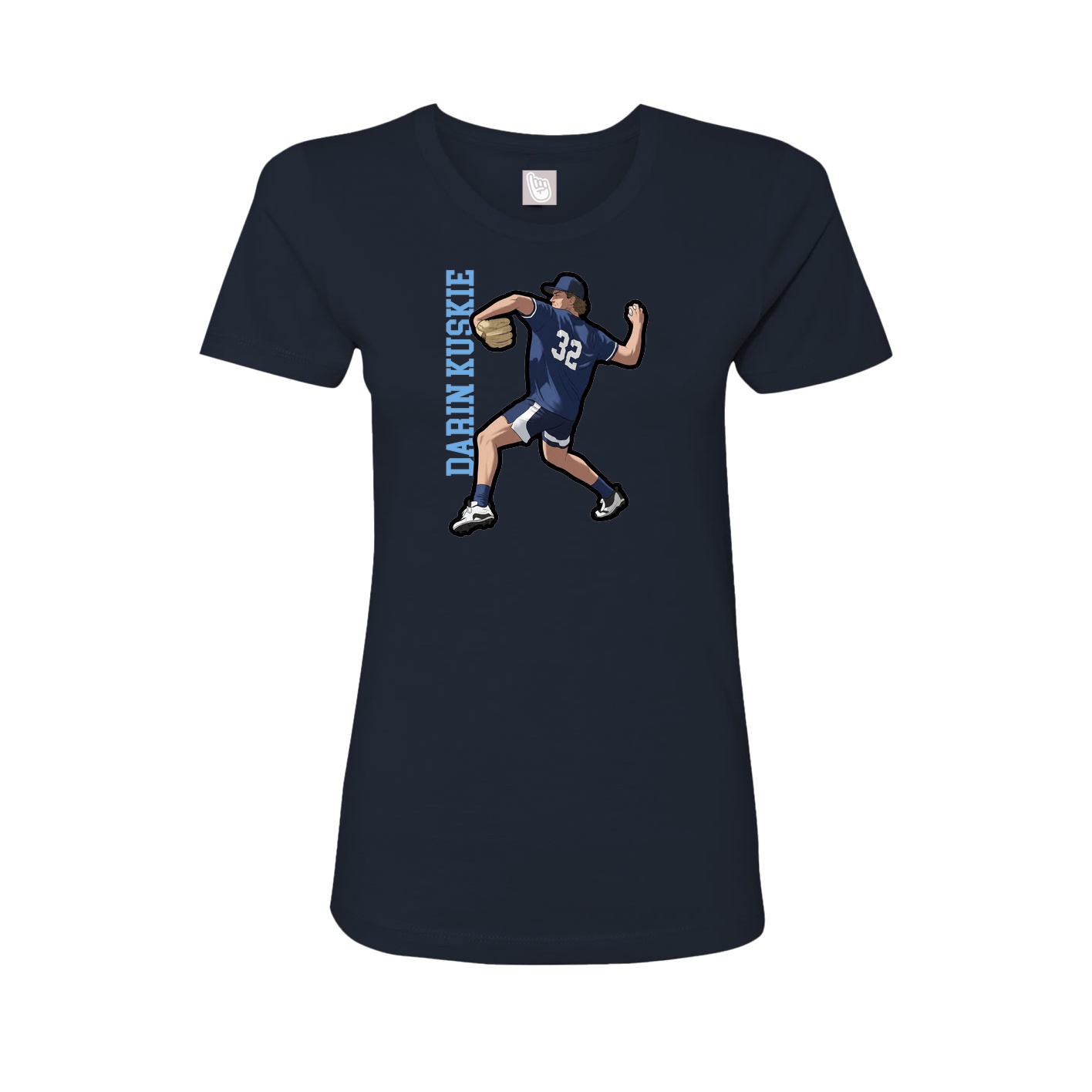 Fitted Women's Tee — Name Vertical in Navy