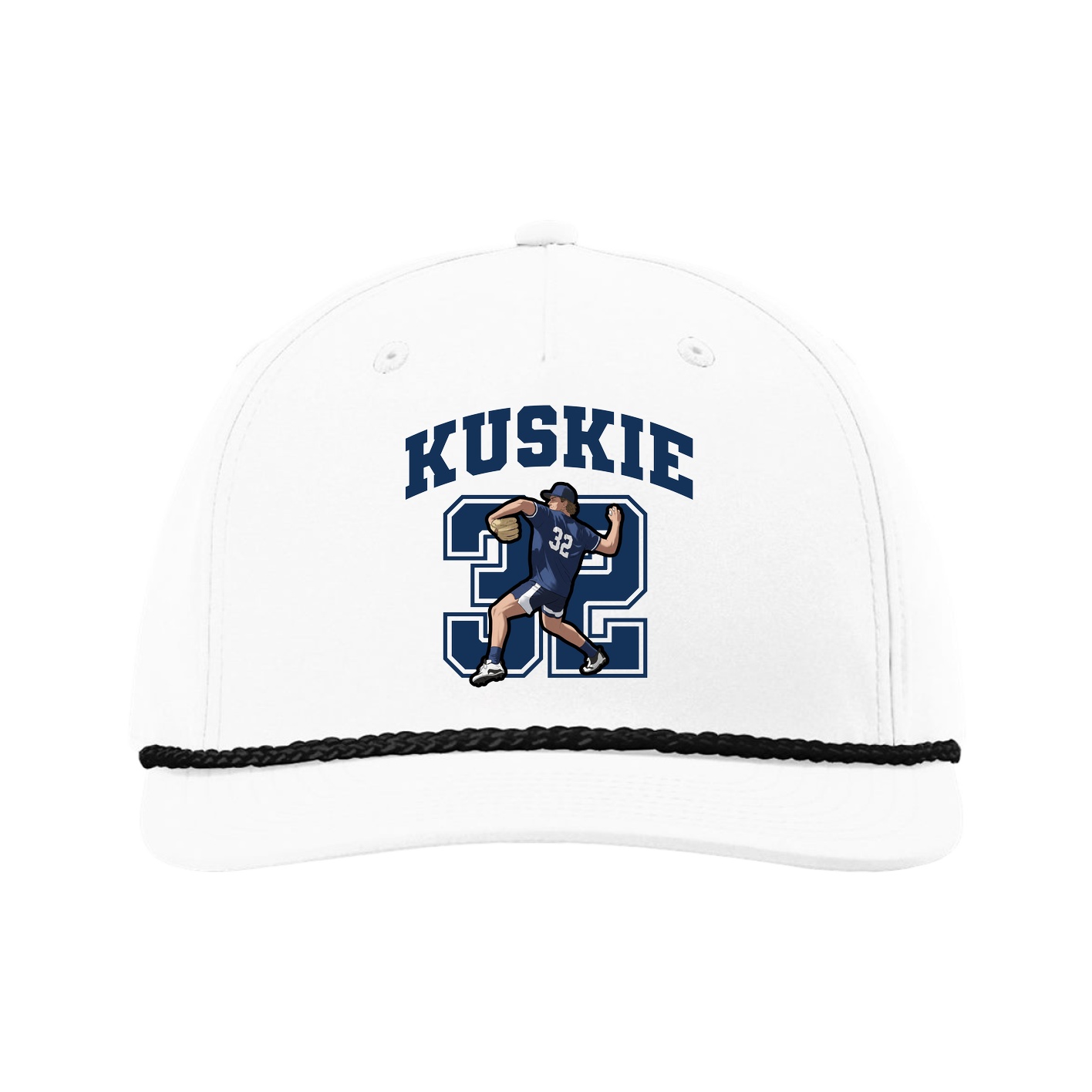 Five-Panel Classic Rope Cap — Number in White