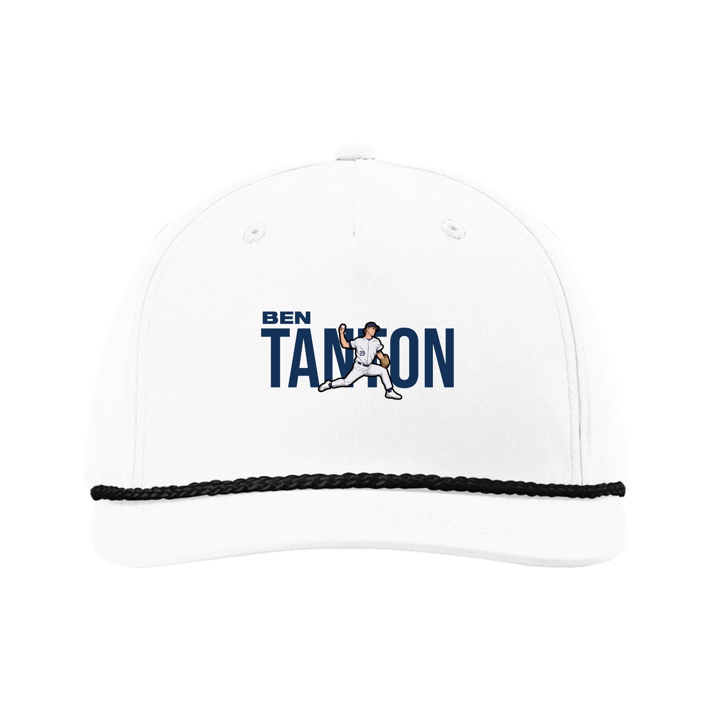 Five-Panel Classic Rope Cap — Player Name in White