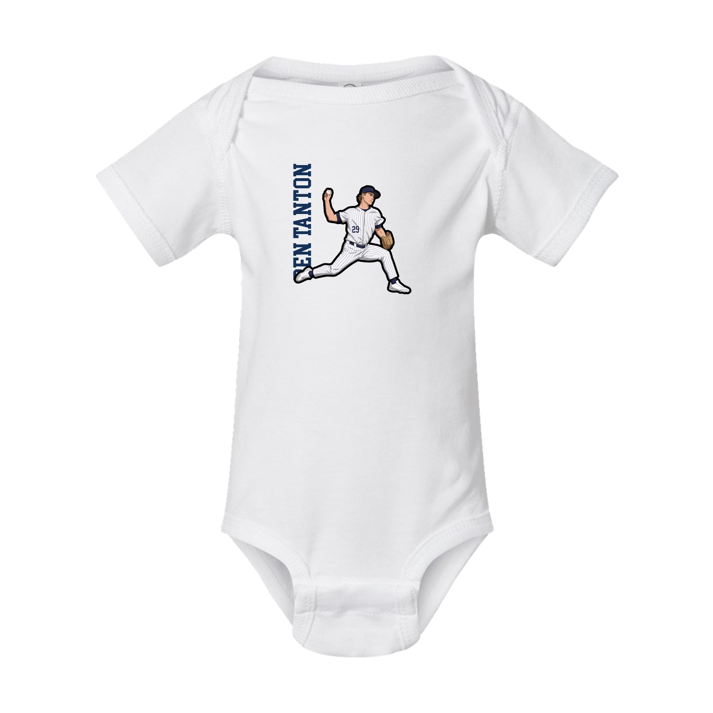 Baby Onesie — Name Vertical in White
