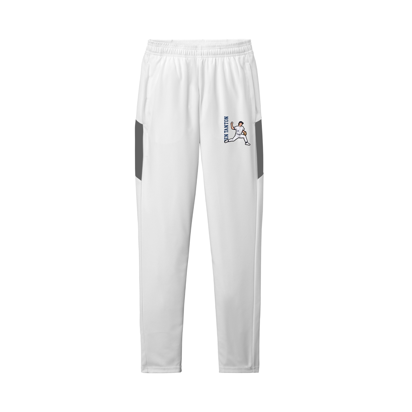 Team Travel Pant — Name Vertical in White/Grey