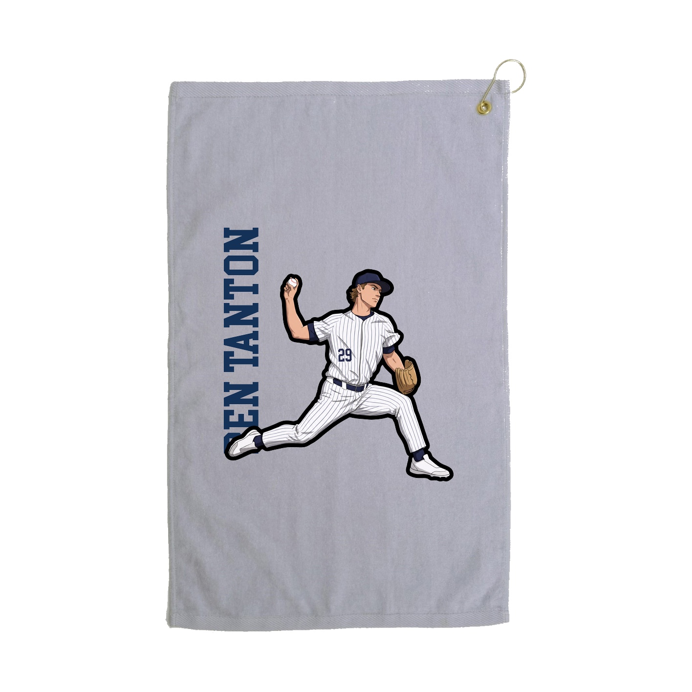 Golf Towel — Name Vertical in Grey