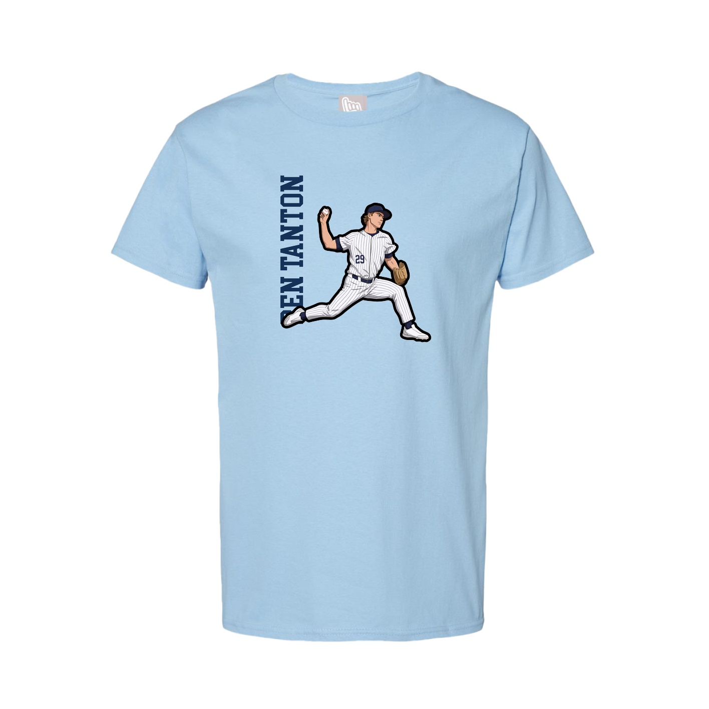 Tee — Name Vertical in Light Blue