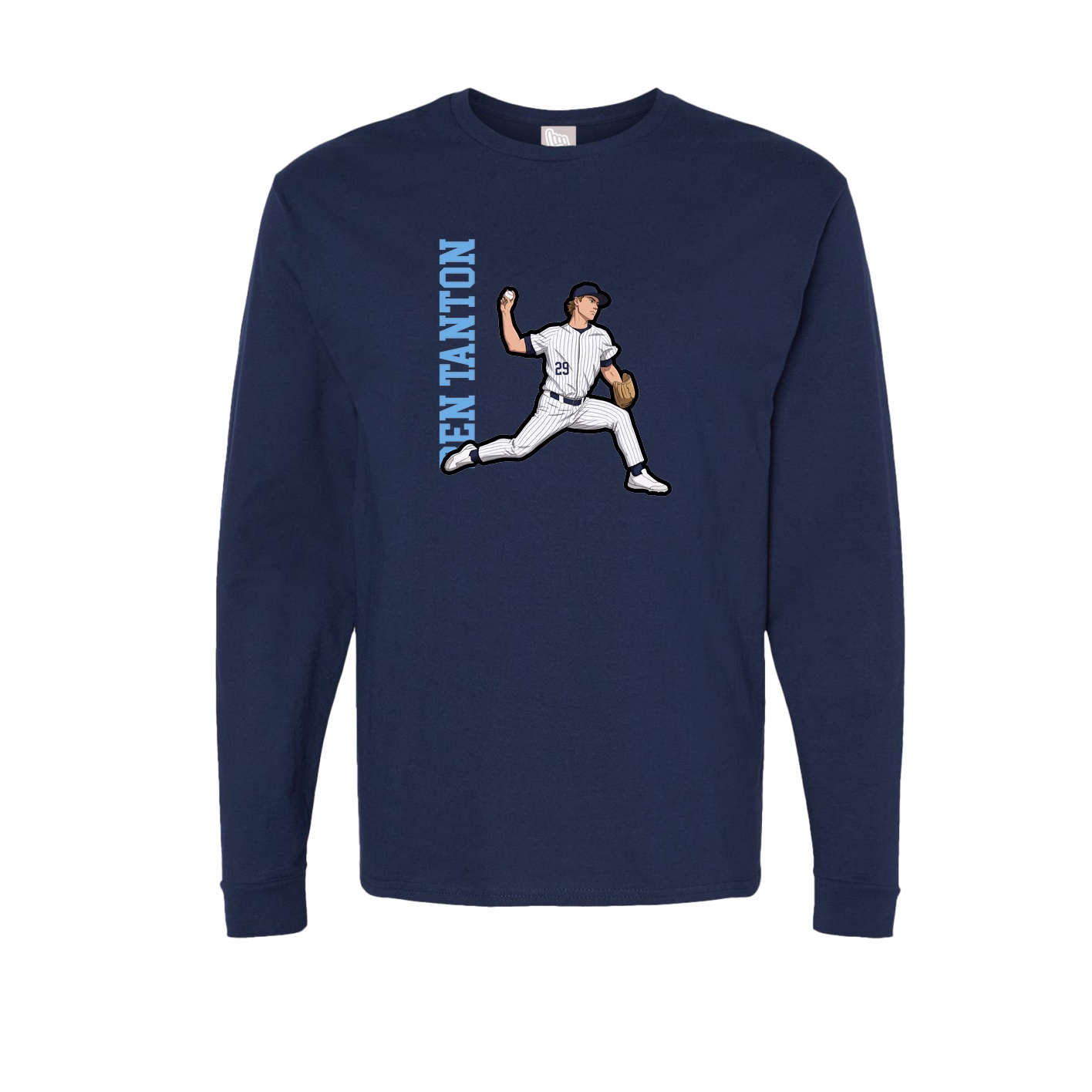 Long Sleeve Tee — Name Vertical in Navy