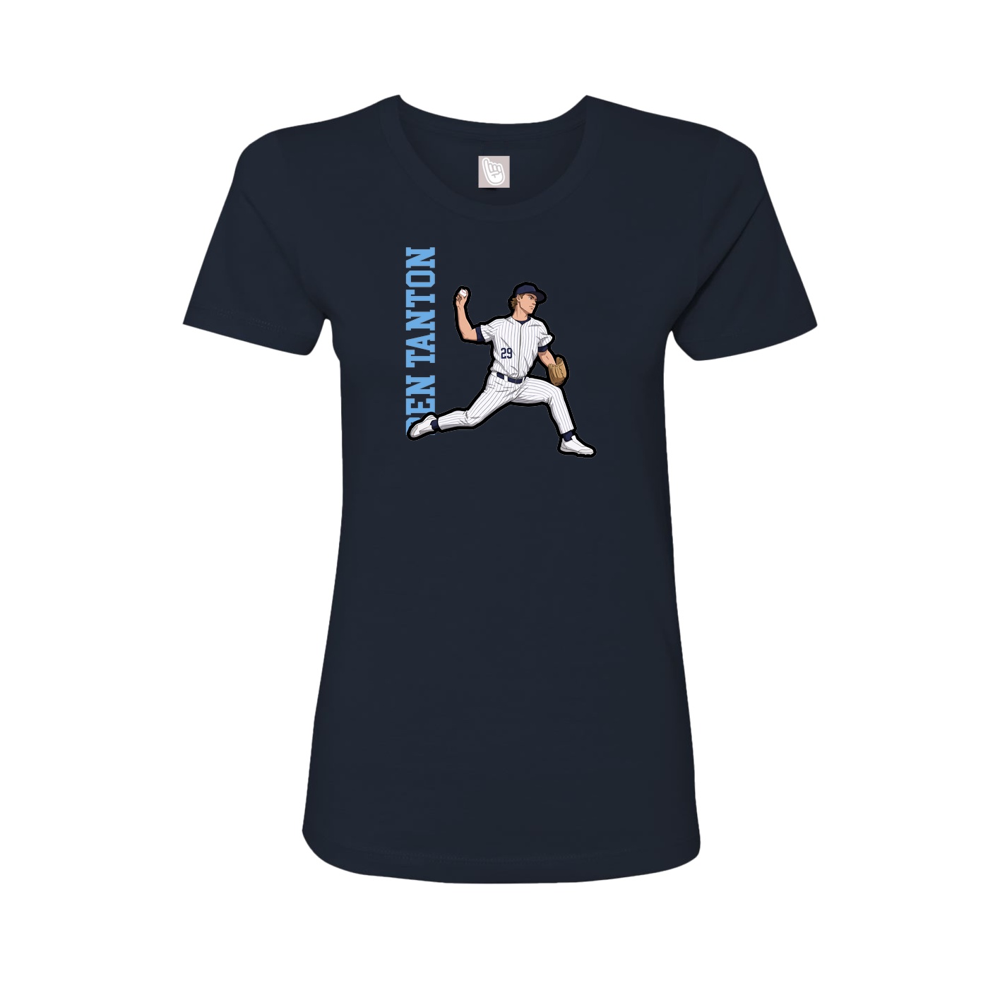 Fitted Women's Tee — Name Vertical in Navy