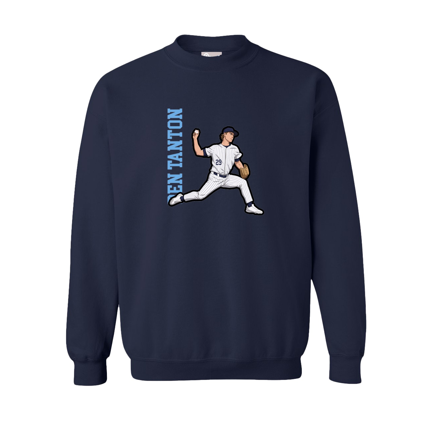 Fleece Crew — Name Vertical in Navy