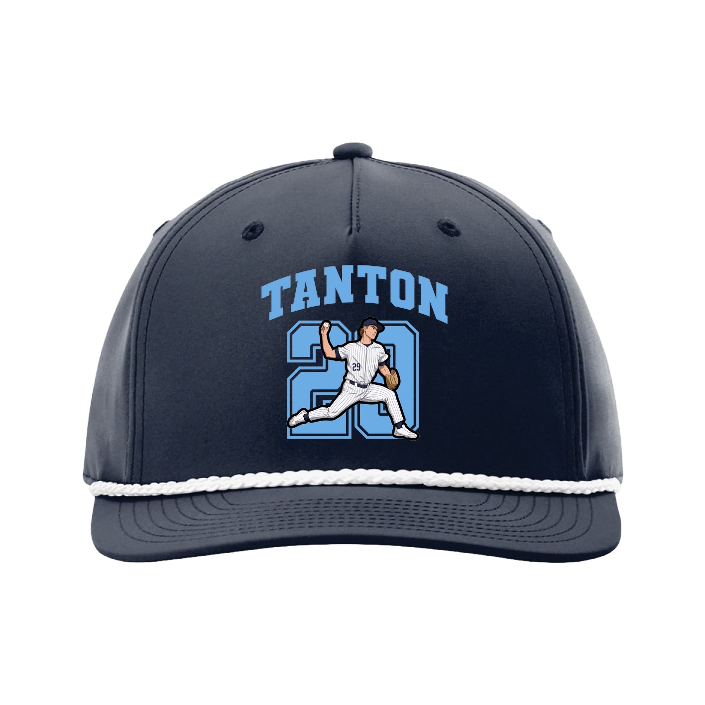 Five-Panel Classic Rope Cap — Number in Navy
